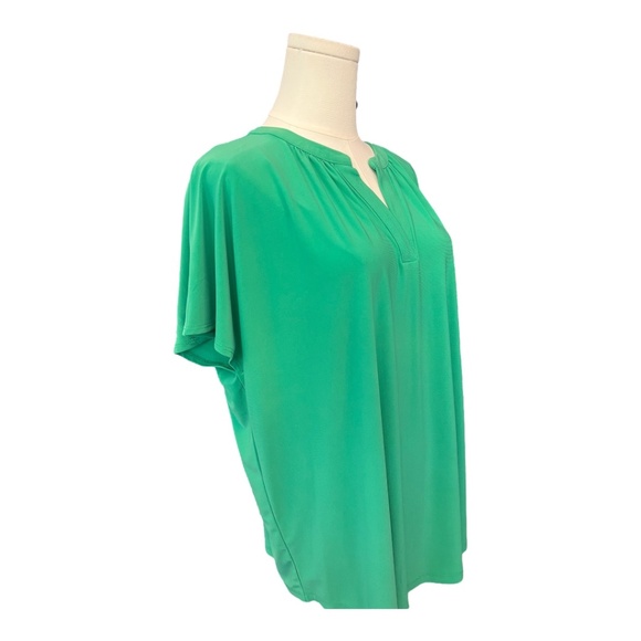 🆕 ✨ NWOT JONES NEW YORK Women’s Emerald Green Short Sleeve Blouse | Size XL - Picture 3 of 8